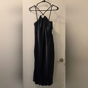 Black Silky Halter Dress